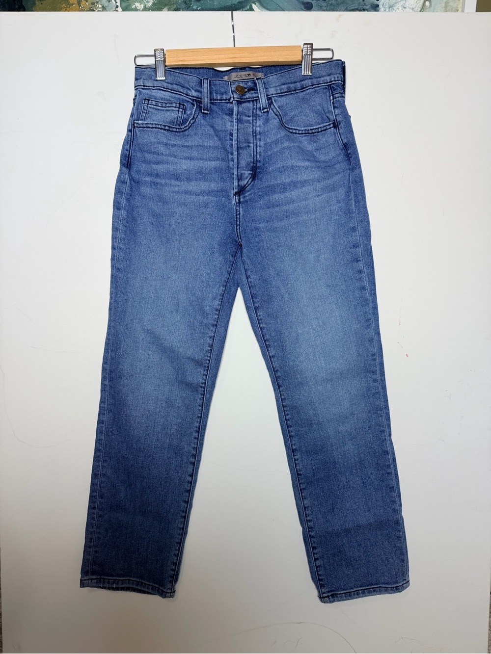 Joe's Jeans Straight Leg in Medium Blue Denim button fly